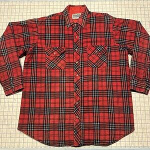 Vintage Outdoor Exchange Shirt Mens XL Red Plaid Flannel Quilt Lined Shirt Jac